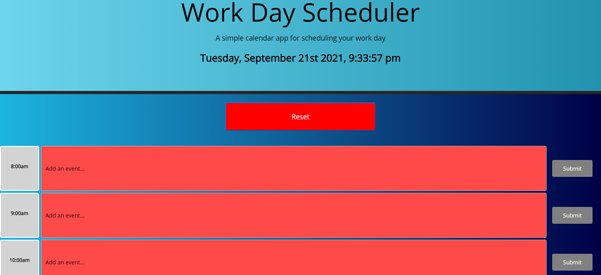 work day planner